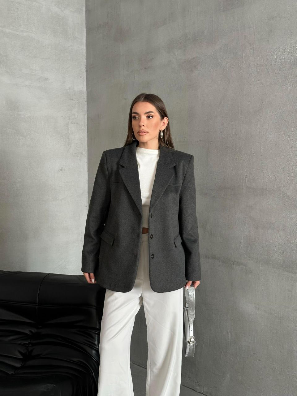 GERADE GESCHNİTTENER BLAZER AUS WOLLMISCHUNG