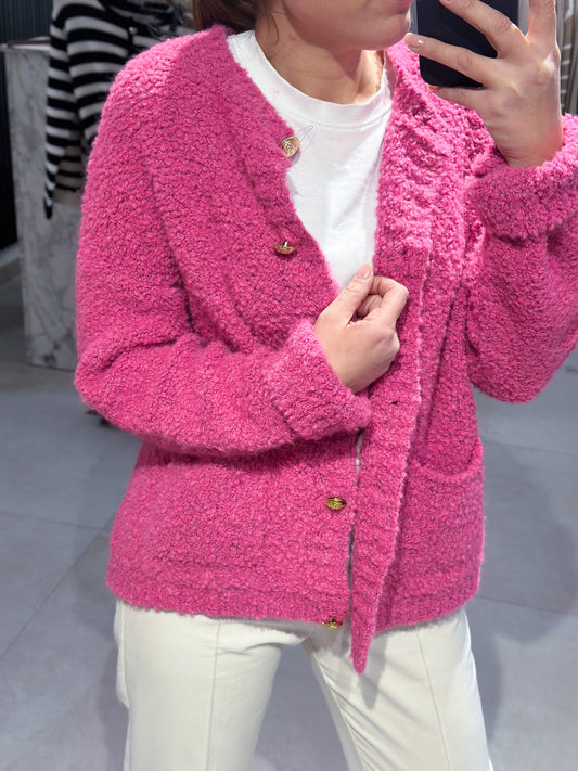 Bouclé Strickjacke