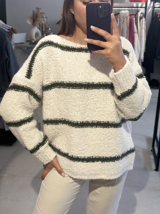 Bouclé Strickpullover gestreift